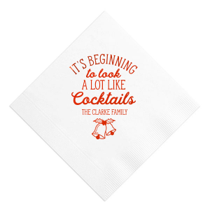 ForYourParty's chic Honeydew Cocktail Napkin with Shiny Poppy Foil has a Holiday Bells graphic and is good for use in Holiday, Christmas themed parties and can't be beat. Showcase your style in every detail of your party's theme!