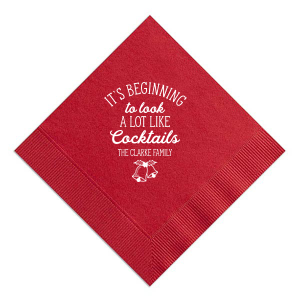 ForYourParty's chic Honeydew Cocktail Napkin with Shiny Poppy Foil has a Holiday Bells graphic and is good for use in Holiday, Christmas themed parties and can't be beat. Showcase your style in every detail of your party's theme!