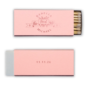 Custom Poptone Ballet Pink Candle Matchbox with Shiny Rose Quartz Foil has a She Said Yes graphic and is good for use in Wedding, Engagement and Bridal Shower themed parties and can be personalized to match your party's exact theme and tempo.