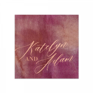 Make a bold impression with the ‘Statement Script Couple Names Napkin’, where the couple’s names take center stage. Printed in a distinctive, bold script with a touch of flair, this design beautifully encapsulates the couple’s union, ensuring their names are elegantly intertwined for an everlasting statement.