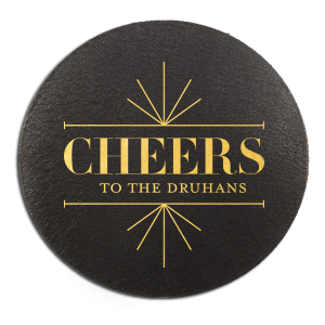 Our beautiful custom Black with Silver back Deco Coaster with Shiny Sterling Silver Foil Color has a Line Frame graphic and is good for use in Frames themed parties and will impress guests like no other. Make this party unforgettable.