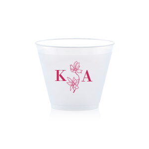 Personalized Matte Poppy Ink 9 oz Frost Flex Cup with Matte Poppy Ink Cup Ink Colors has a Romantic Flower Accent graphic and is good for use in Floral, Accents themed parties and will add that special attention to detail that cannot be overlooked.
