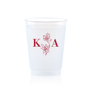 Personalized Matte Poppy Ink 9 oz Frost Flex Cup with Matte Poppy Ink Cup Ink Colors has a Romantic Flower Accent graphic and is good for use in Floral, Accents themed parties and will add that special attention to detail that cannot be overlooked.