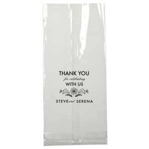 Express heartfelt thanks with the Floral Thank You Wedding Gift Bag, adorned with hand-drawn blooms and a sincere stacked message. This energetic design, featuring the couple's names, offers a sweet token of appreciation for your cherished guests.