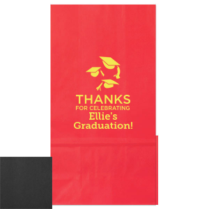 Cap off the celebration with the Thanks Graduation Bag, tossing up mortarboards in jubilation. Personalize with the grad's name for a festive thank-you to guests who’ve shared in this pivotal milestone of academic achievement.