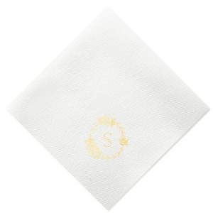 The ever-popular White Cocktail Napkin with Shiny 18 Kt Gold Foil has a Peony Frame graphic and is good for use in Floral, Frames, Wedding themed parties and can't be beat. Showcase your style in every detail of your party's theme!