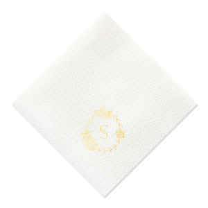 The ever-popular White Cocktail Napkin with Shiny 18 Kt Gold Foil has a Peony Frame graphic and is good for use in Floral, Frames, Wedding themed parties and can't be beat. Showcase your style in every detail of your party's theme!