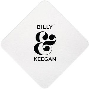 Our custom White Square Coaster with Matte Black Foil can be customized to complement every last detail of your party.