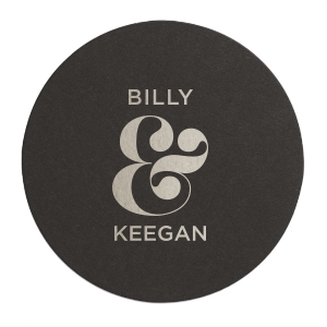 Our custom White Square Coaster with Matte Black Foil can be customized to complement every last detail of your party.