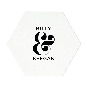 Our custom White Square Coaster with Matte Black Foil can be customized to complement every last detail of your party.