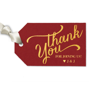Personalized Natural NEW Cranberry Luggage Gift Tag with Satin 18 Kt. Gold Foil has a Thank You 3 graphic and is good for use in Wedding, Words, Calligraphy themed parties and can't be beat. Showcase your style in every detail of your party's theme!