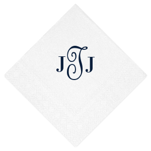 Infuse sophistication into your event with the Calligraphy Monogram Napkin, adorned with a monogram in exquisite calligraphy. This artful scrollwork adds a touch of bespoke elegance, perfect for lending a personal flourish to any celebratory setting.