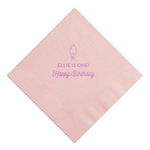 Sweeten the celebration with the Happy Birthday Ice Cream Napkin, where a delightful soft serve cone tops off a swirl of 'Happy Birthday' script. Add the birthday star's name for a personalized touch to this tasty-looking tableau.