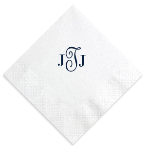 Infuse sophistication into your event with the Calligraphy Monogram Napkin, adorned with a monogram in exquisite calligraphy. This artful scrollwork adds a touch of bespoke elegance, perfect for lending a personal flourish to any celebratory setting.