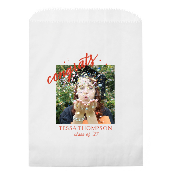 Congrats Grad Confetti Custom Photo Party Bag