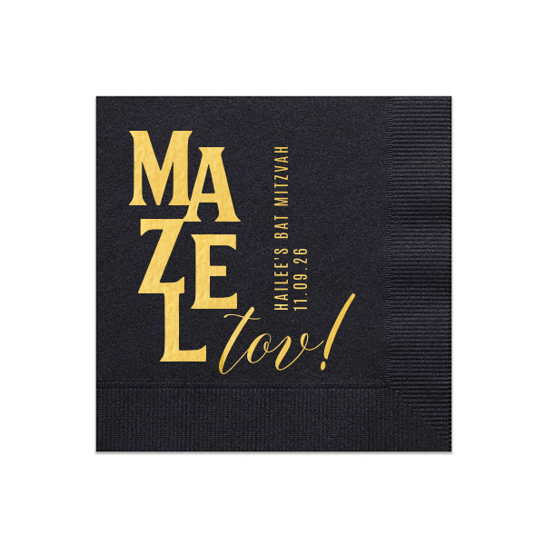 Our custom Black Luncheon Napkin with Shiny 18 Kt Gold Foil will give your party the personalized touch every host desires.