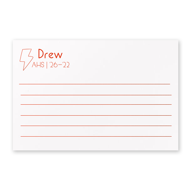 The ever-popular Natural NEW Frost White Recipe Card with Shiny Poppy Foil has a Lightening Bolt graphic and is good for use in Birthday, Kid Birthday, Accents themed parties and can be personalized to match your party's exact theme and tempo.