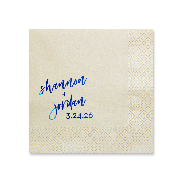 This Rainbow Script Names & Date Wedding Cocktail Napkin showcases vibrant multicolor calligraphy, modern handwritten lettering, and a bold date design on a clean white background. Add a personalized, eye-catching detail guests will notice and love. Great for weddings, engagement parties, or rehearsal dinners!