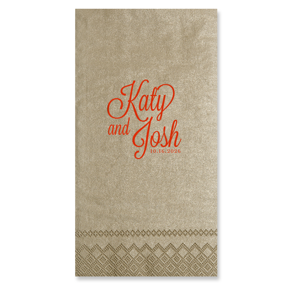 Embrace elegance with the Formal Names Wedding Napkin, where sophistication meets celebration. The couple's names are beautifully scripted, adorned with curls and swirls. This stylish design, accented with the event date, adds a refined touch, making every detail of your special day memorable.