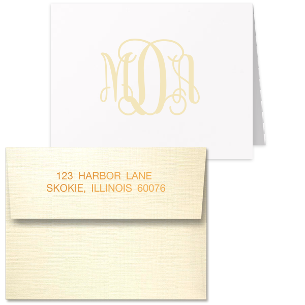 50 Vine Monogram Note Card with Envelope - Personalized Wedding Classic Note Card with Envelope (Foil)