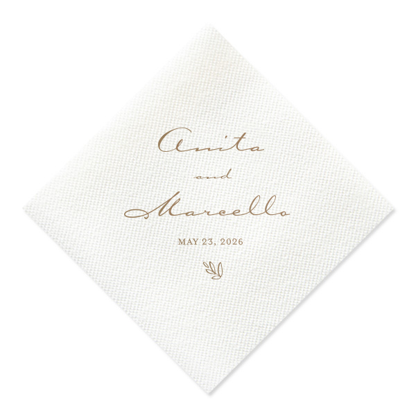 Our custom White Cocktail Napkin with Shiny Champagne Foil will give your party the personalized touch every host desires.