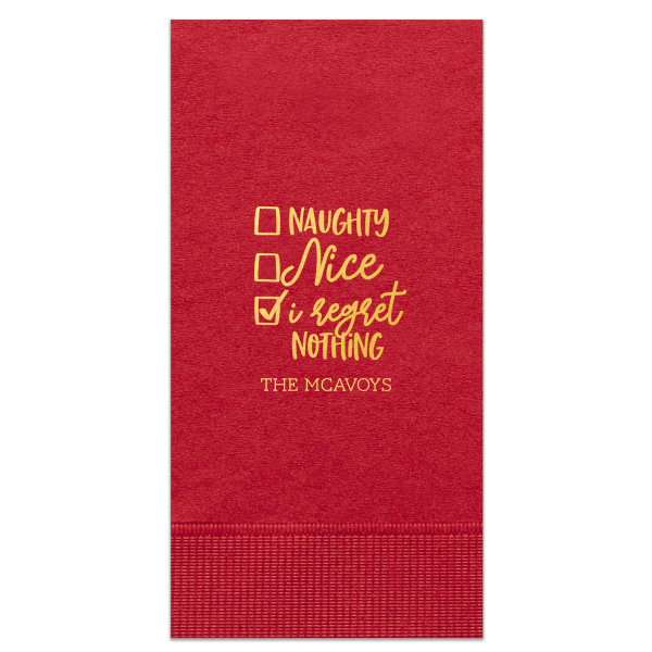 50 Naughty or Nice Napkin - Personalized Seasonal Paper Guest Towel (Foil)
