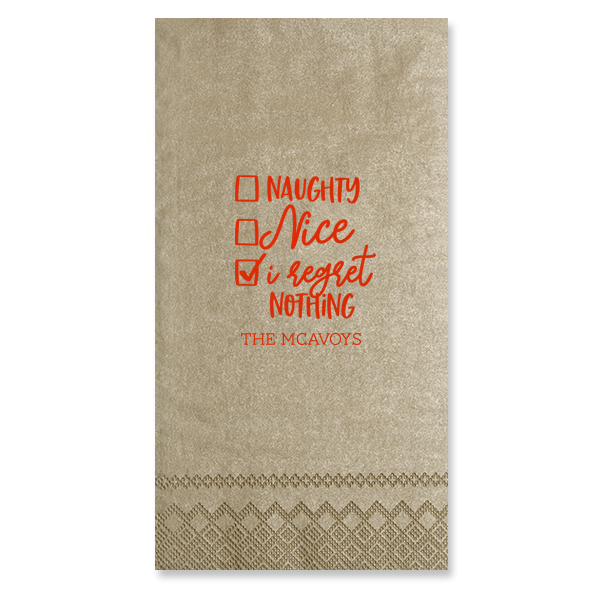 50 Naughty or Nice Napkin - Personalized Seasonal Guest Hand Towel (Foil)