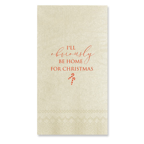 50 Obviously Home For Christmas Napkin - Personalized Seasonal Guest Hand Towel (Foil)