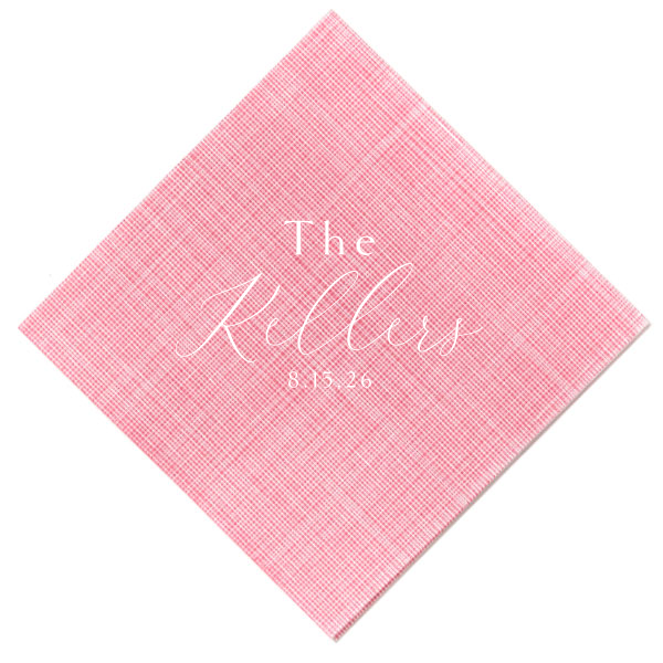 Exuding charm, the Sophisticated Family Name Napkin highlights the couple's shared surname in a bold, contemporary script. This design, focused on the last name with the event date subtly included, beautifully commemorates the unity celebrated on their wedding day.