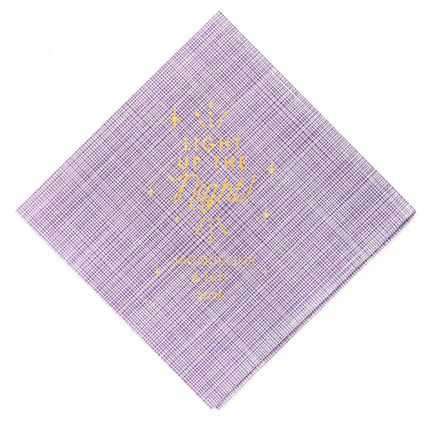 50 Light Up The Night Sparkle Napkin - Personalized Wedding Cocktail Napkin (Foil)