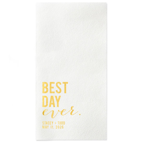 50 Best Day Ever Block Napkin - Personalized Wedding Paper Guest Towel (Foil)