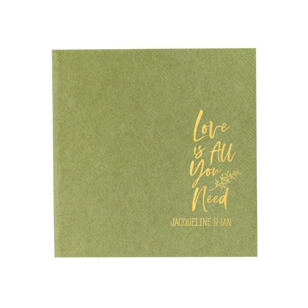 50 Love Is All You Need Napkin - Personalized Anniversary Luncheon Napkin (Foil)