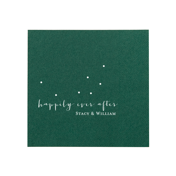 50 Happily Ever After Dots Napkin - Personalized Wedding Cocktail Napkin (Foil)