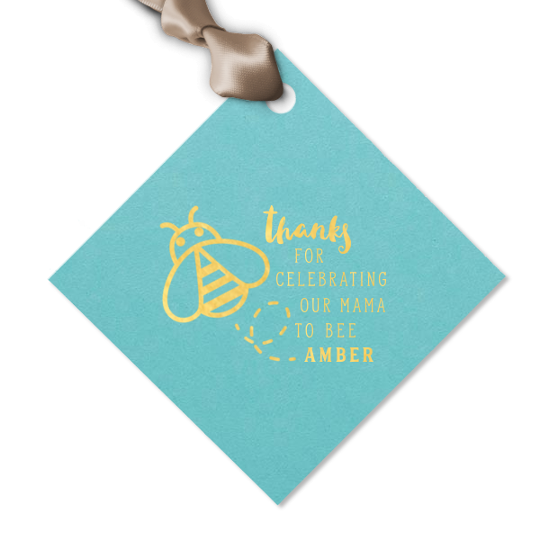 25 Mama To Bee Thank You Tag - Personalized Baby Shower Diamond Gift Tag (Foil)