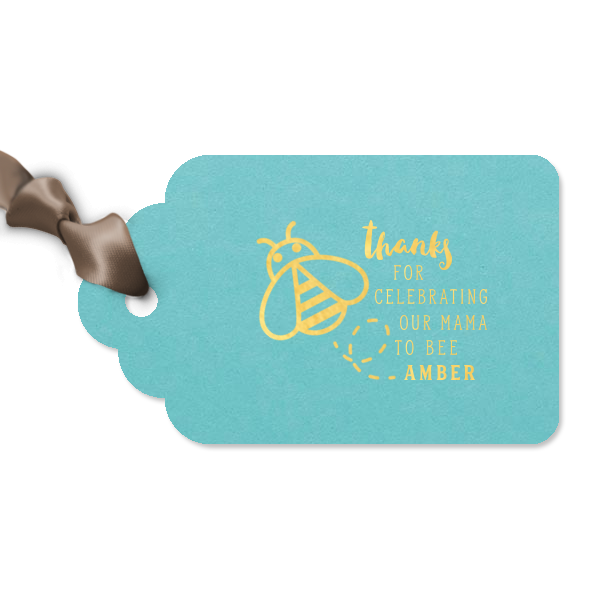 25 Mama To Bee Thank You Tag - Personalized Baby Shower Round Arch Gift Tag (Foil)