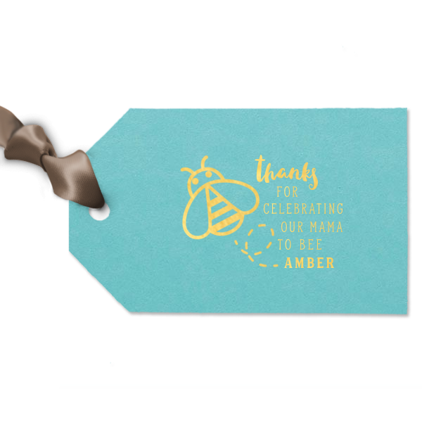 25 Mama To Bee Thank You Tag - Personalized Baby Shower Luggage Gift Tag (Foil)