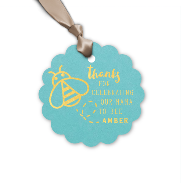 25 Mama To Bee Thank You Tag - Personalized Baby Shower Petal Gift Tag (Foil)