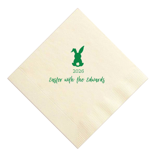 ForYourParty's chic Pearl Gold Shimmer Guest Towel with Matte Moss Green Foil has a Bunny graphic and is good for use in Animals, Easter and Holiday themed parties and can't be beat. Showcase your style in every detail of your party's theme!
