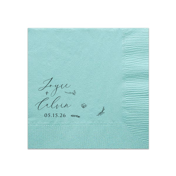 Our custom Robin’s Egg Blue Cocktail Napkin with Matte Black Foil has a Wildflower Group graphic and is good for use in Invitation themed parties and will make your guests swoon. Personalize your party's theme today.