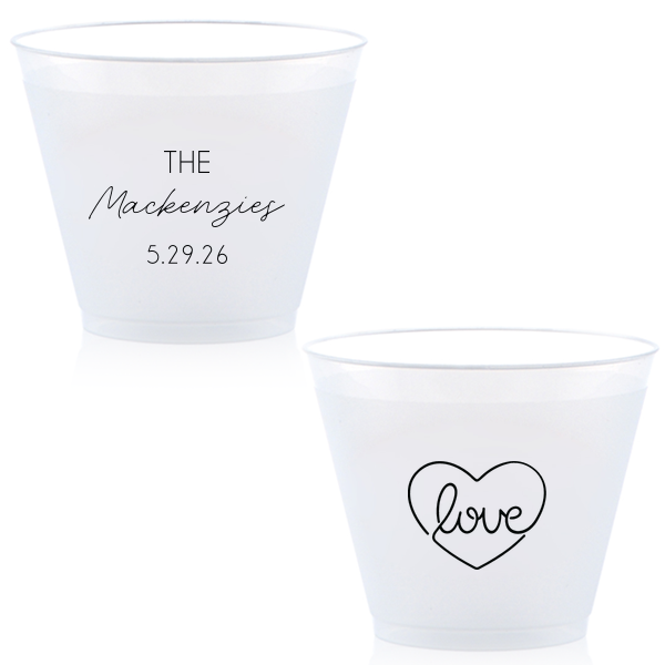 The Script Name HeARTful Love Frosted Cup artfully combines elegance and affection. Featuring the couple’s last name in a stylish script, it’s complemented by a whimsical heart. A charming keepsake for any special occasion.