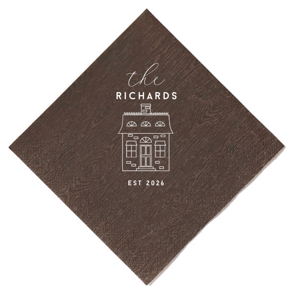 Custom French Blue Guest Hand Towel with Matte White Foil has a Single House Outline graphic and is good for use in Home themed parties and will make your guests swoon. Personalize your party's theme today.