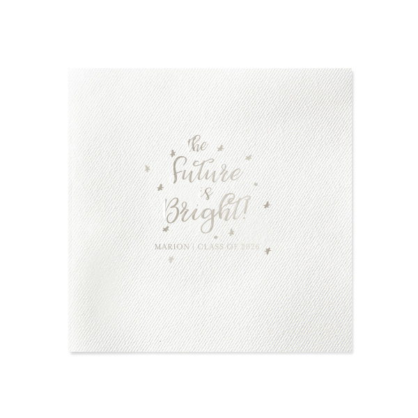 Personalized Navy Large Print Cocktail Napkin with Shiny Sterling Silver Foil can be personalized to match your party's exact theme and tempo.