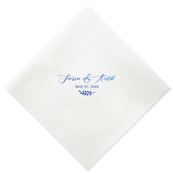 The Contemporary Classic Names Napkin features flowing script of the couple’s names and event date paired with a subtle botanical accent for a soft, romantic finish. Add it to your tabling to elevate details and impress guests effortlessly. Excellent for weddings or elegant bridal celebrations!