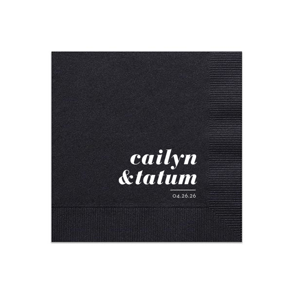 The ever-popular Black Cocktail Napkin with Matte White Foil are a must-have for your next event—whatever the celebration!