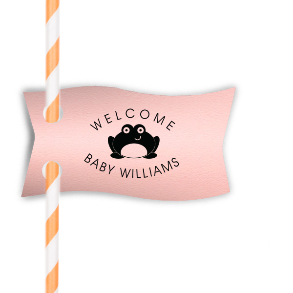 50 Welcome to the World Straw Tag - Personalized Birthday Wave Straw Tag (Foil)