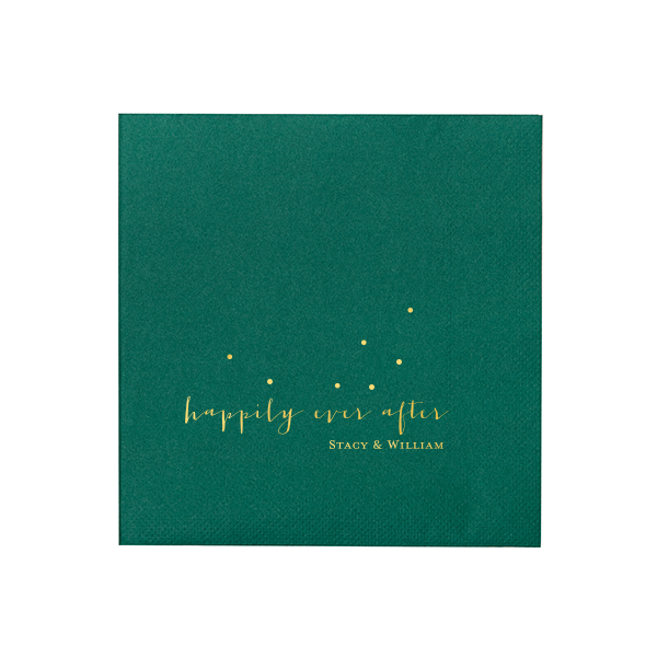50 Happily Ever After Dots Napkin - Personalized Wedding Luncheon Napkin (Foil)