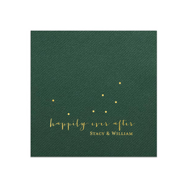50 Happily Ever After Dots Napkin - Personalized Wedding Cocktail Napkin (Foil)