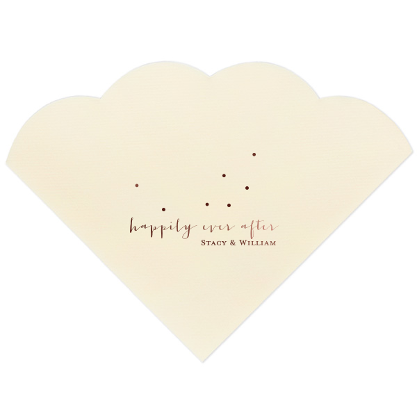 50 Happily Ever After Dots Napkin - Personalized Wedding Scalloped Luncheon Napkin (Foil)