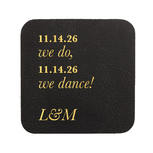 ForYourParty's personalized Black Square Coaster with Shiny 18 Kt Gold Foil couldn't be more perfect. It's time to show off your impeccable taste.