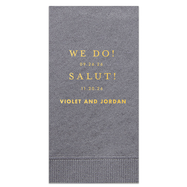 The ever-popular Slate Cocktail Napkin with Shiny 18 Kt Gold Foil can't be beat. Showcase your style in every detail of your party's theme!